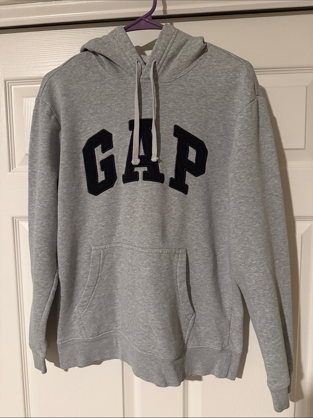 GAP Light Gray Hoodie with Navy Logo